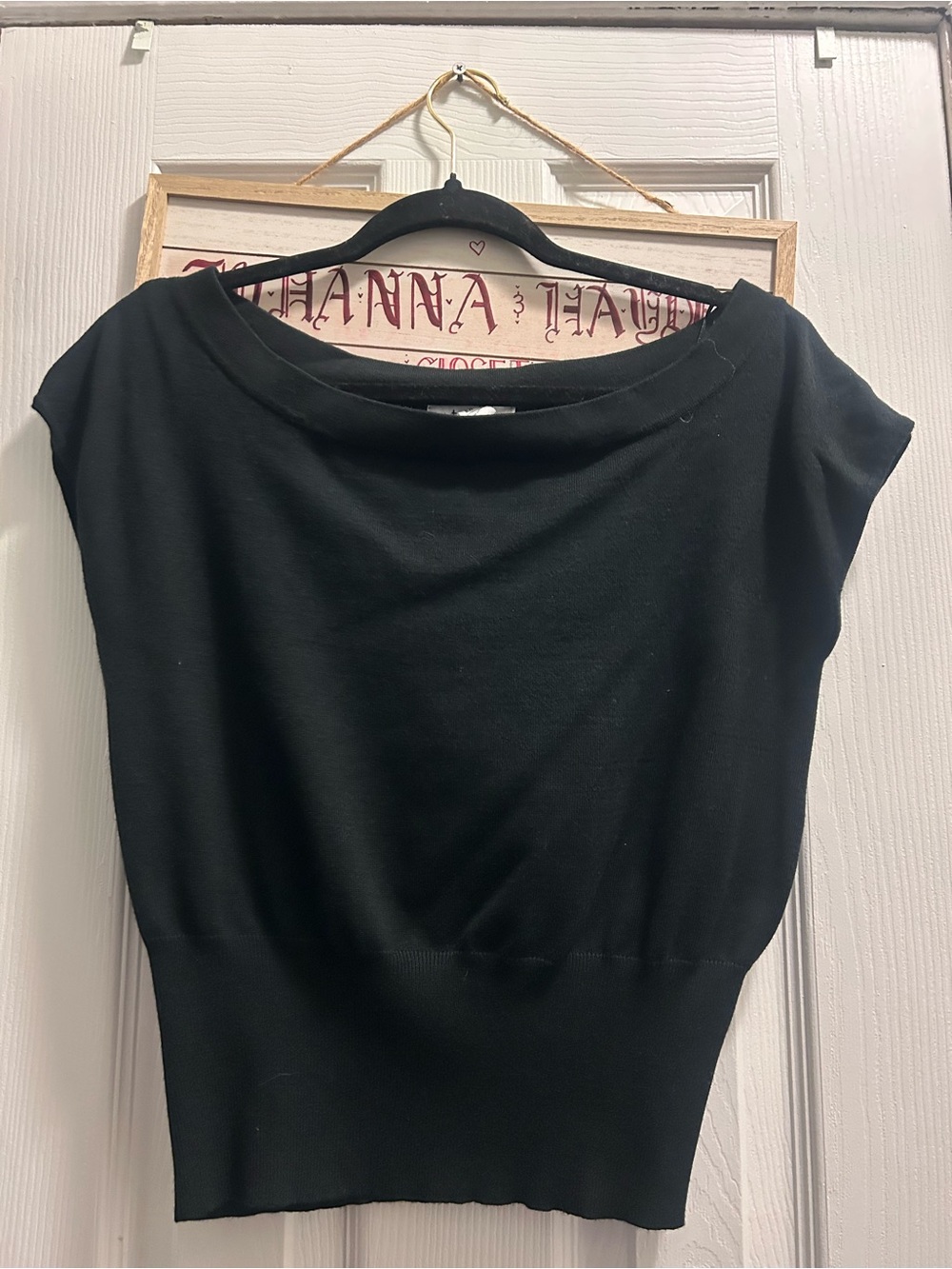 Black Women's Boatneck Top - Unbranded